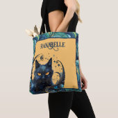 Black Cat en Celestial Moon Canvas tas (Dichtbij)