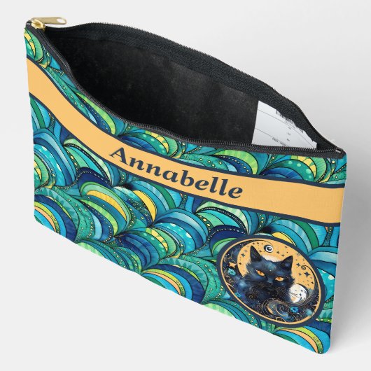 Black Cat en Celestial Moon Print Accessoire Pouch Etui (Open)