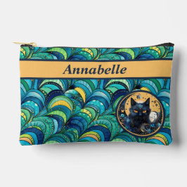 Black Cat en Celestial Moon Print Accessoire Pouch Etui