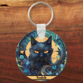 Black Cat en Celestial Moon Sleutelhanger (Voorkant)