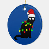 Black Cat en Christmas Lights Ornament (Links)
