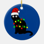 Black Cat en Christmas Lights Ornament (Achterkant)