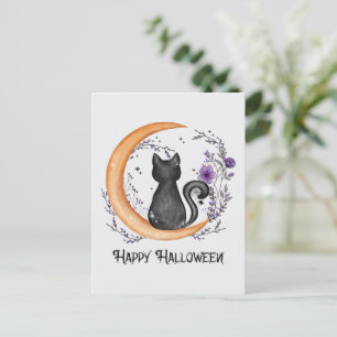 Black Cat en Crescent Moon for Happy Briefkaart