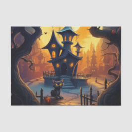 Black Cat en Crooked House Halloween Decoupage Tissuepapier