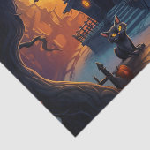 Black Cat en Crooked House Halloween Decoupage Tissuepapier (Detail)