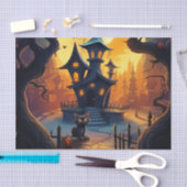 Black Cat en Crooked House Halloween Decoupage Tissuepapier (Craft)