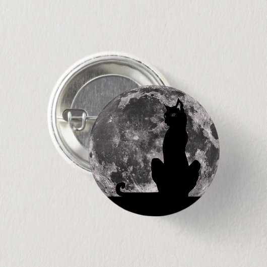 Black Cat en Full Moon Button (Voorkant /achterkant)