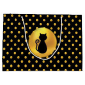 Black Cat en Gold Polka Dots Groot Cadeauzakje (Achterkant)