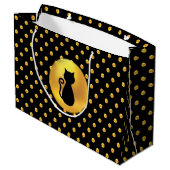 Black Cat en Gold Polka Dots Groot Cadeauzakje (Achterkant Gekanteld)