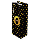 Black Cat en Gold Polka Dots Wijn Cadeautas (Voorkant Gekanteld)