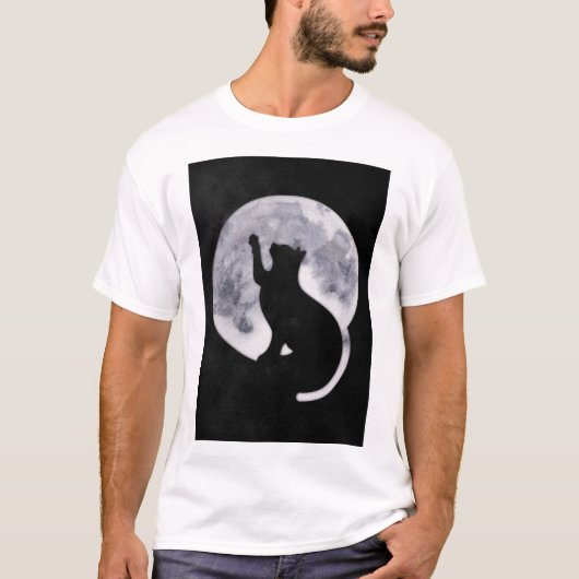 Black Cat en het Moon T-shirt (Voorkant)