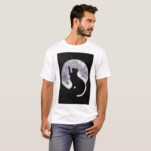 Black Cat en het Moon T-shirt (Voorkant volledig)