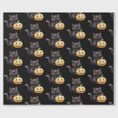 Black Cat en Jack-O' lantaarnpatroon Halloween Cadeaupapier (Vlak)