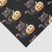 Black Cat en Jack-O' lantaarnpatroon Halloween Tissuepapier (Detail)