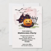 Black Cat en Jack o' Lantern Halloween Kaart (Voorkant)