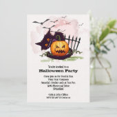 Black Cat en Jack o' Lantern Halloween Kaart (Staand voorkant)