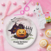 Black Cat en Jack o' Lantern Halloween Papieren Bordje (Feest)