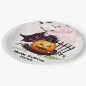 Black Cat en Jack o' Lantern Halloween Papieren Bordje (Gekanteld)