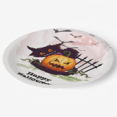 Black Cat en Jack o' Lantern Halloween Papieren Bordje (Gekanteld)