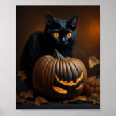 Black Cat en Jack-O-Lantern Poster (Voorkant)