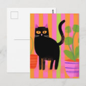 Black Cat en Planten Briefkaart (Voorkant / Achterkant)