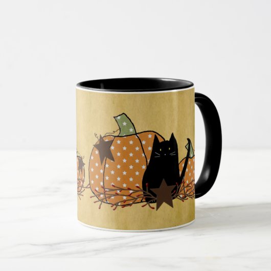 Black Cat en pompoenen Mok (Voorkant rechts)