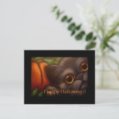 BLACK CAT EN PUMPKIN HALLOEEN Briefkaart (Staand voorkant)