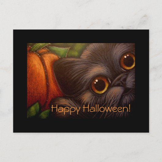 BLACK CAT EN PUMPKIN HALLOEEN Briefkaart (Voorkant)