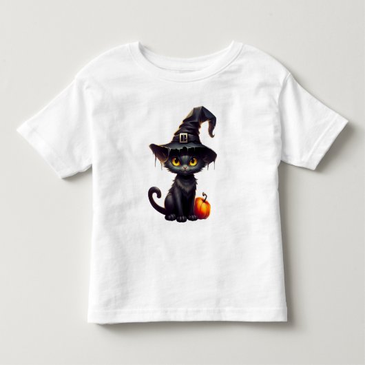 Black Cat en Pumpkin Halloween Kinder Shirts (Voorkant)