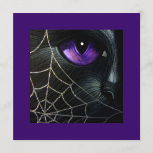 BLACK CAT EN SPIDER WEB AANGEPASTE HALLOONKAART KAART