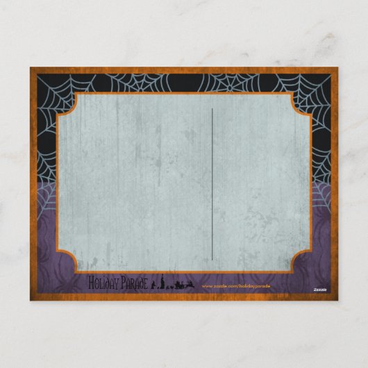 Black Cat en Spider Webs tijdens Halloween Feestdagenkaart (Achterkant)