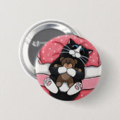 Black Cat en Teddy - Cat Art Button (Voorkant /achterkant)