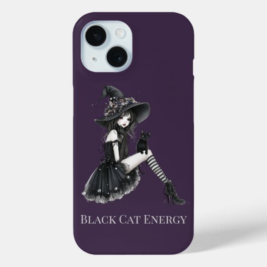 Black Cat Energy Gothic Witch Phone Case (Achterkant)