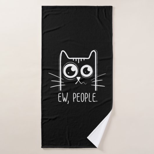 Black Cat Ew People Funny Cat Lover Badhanddoek (Badhanddoek)