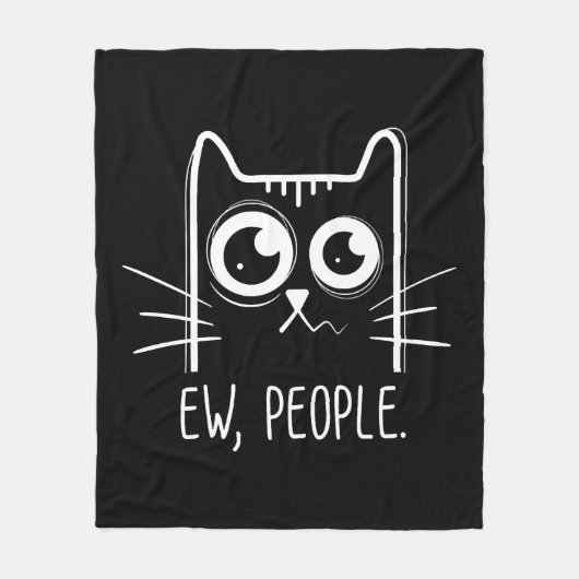 Black Cat Ew People Funny Cat Lover Fleece Deken (Voorkant)