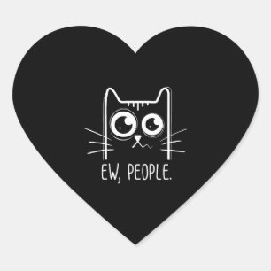Black Cat Ew People Funny Cat Lover Hart Sticker