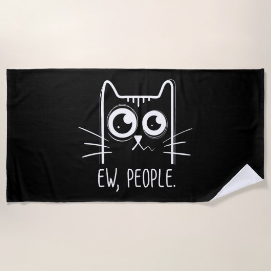 Black Cat Ew People Funny Cat Lover Strandlaken (Voorkant)