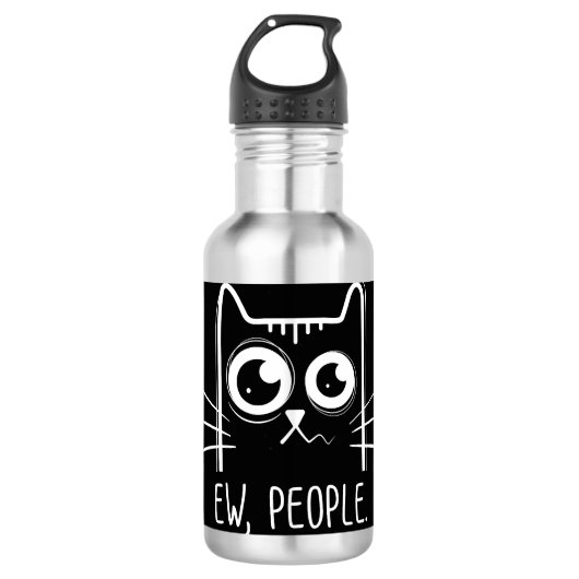 Black Cat Ew People Funny Cat Lover Waterfles (Voorkant)
