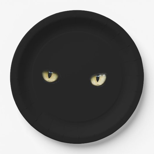 Black Cat Eyes | Halloween Papieren Bordje (Voorkant)