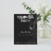 Black Cat Eyes Halloween Party Save The Date Aankondigingskaart (Staand voorkant)