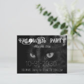 Black Cat Eyes Halloween Party Save The Date Aankondigingskaart (Staand voorkant)