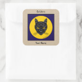 Black Cat Face Bookplate Vierkante Sticker (Tas)