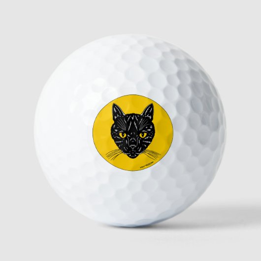 Black Cat Face Golfballen (Voorkant)
