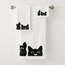 "Black Cat Face" Handdoeken Set