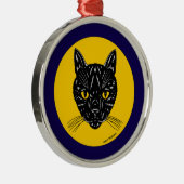 Black Cat Face Metalen Ornament (Rechts)