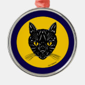 Black Cat Face Metalen Ornament (Voorkant)