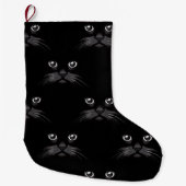 Black Cat Face Pattern Grote Kerstsok (Voorkant)