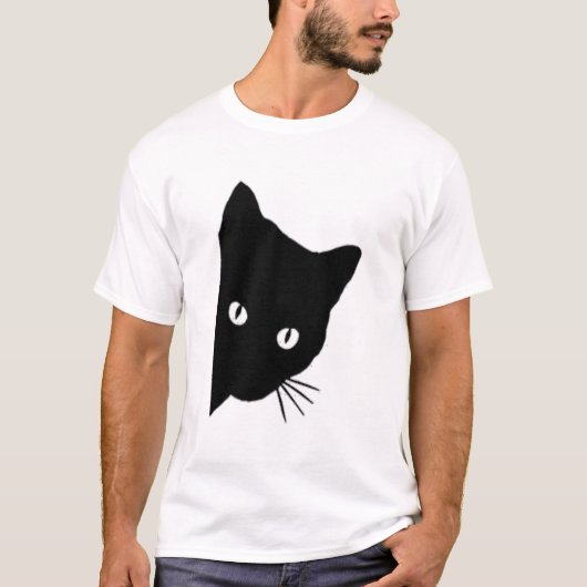 Black Cat face peeping, Peek a Boo, Funny Cat Love T-shirt (Voorkant)
