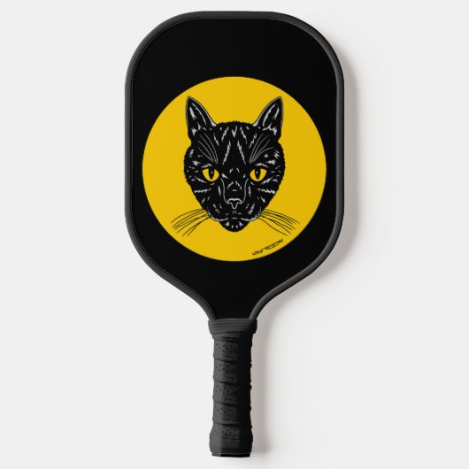 Black Cat Face Pickleball Paddle (Achterkant)