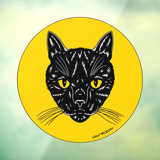 Black Cat Face Raamsticker (Vel 3)